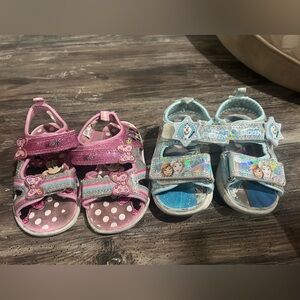 Disney Minnie Mouse and Frozen toddler Sandals - Pink and Light Blue
